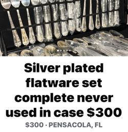 Silver Plated Flatware Complete Set $300