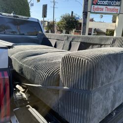 Modern Gray Corduroy Sectional Couch – Like New
