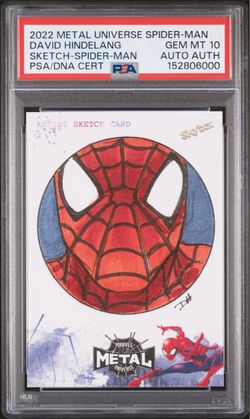 2022 SKYBOX MARVEL METAL UNIVERSE SPIDER-MAN SKETCH CARDS DAVID HINDELANG SKETCH-SPIDER-MAN 1/1 AUTO AUTH PSA 10