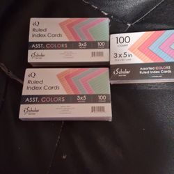 Ruled Index Cards. Colored. 3x5 In  100 Count. NEW 