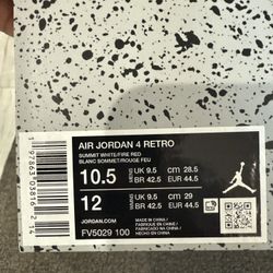 White  Cement 4’s Size 10.5