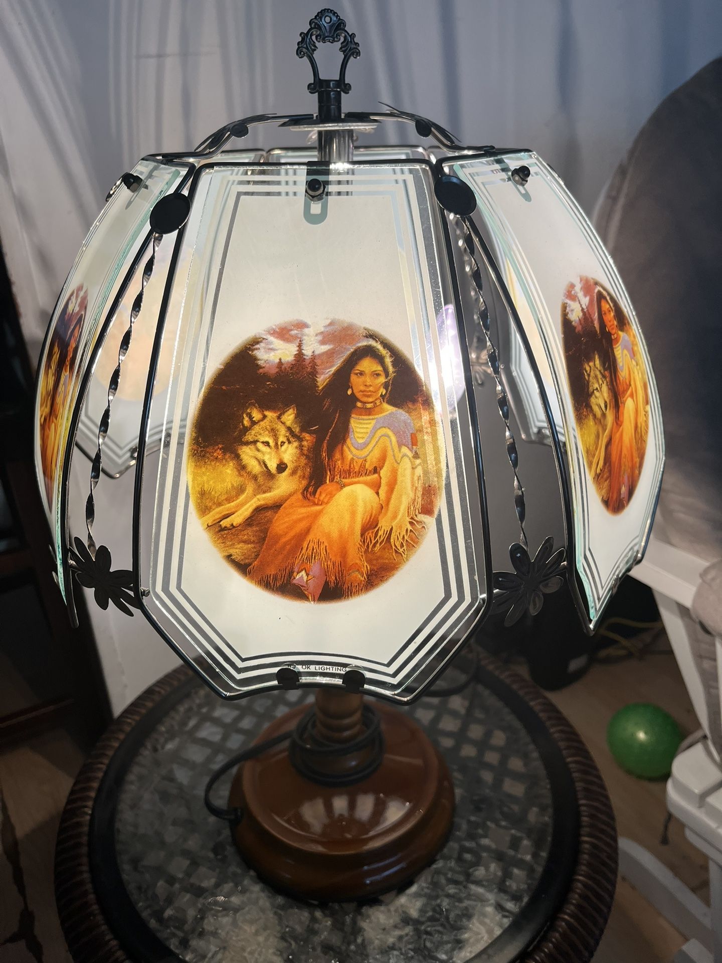 Indian American Girl With Wolf Lamp