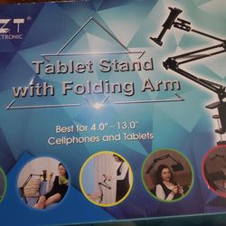 OZT QZTELECTRONIC Tablet Stand with Folding Arm, designed for cellphones and tablets ranging from 4.0" to 13.0".