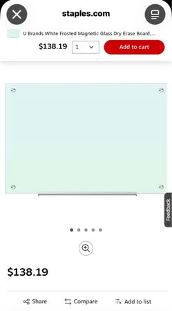 2 New white frosted magnetic glass dry erase boards