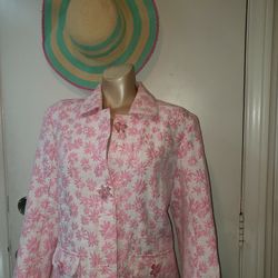 Pink  & Flower  Lg. Jacket& Hat
