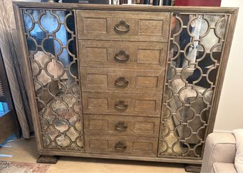 Mirrored Tall Dresser with 6 Drawers