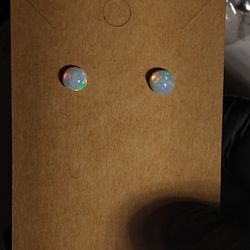 7 MM Natural Opal Post Earrings 