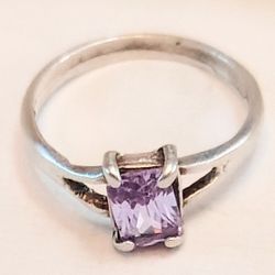 Silver Vintage Amyethyst Ring 5.5