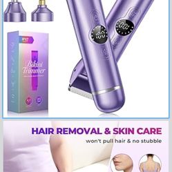 Bikini Trimmer for Women, 4 in 1 Electric Razors for Women - Dual Head, Wet & Dry Use Pubic Body Hair Trimmer Electric Shavers, Rechargeable Womens Fa