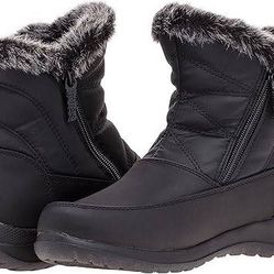 NEW Sz 8 Wide Or 9 Wide  Women Insulated Winter Snow Boots Booties Zip Black
