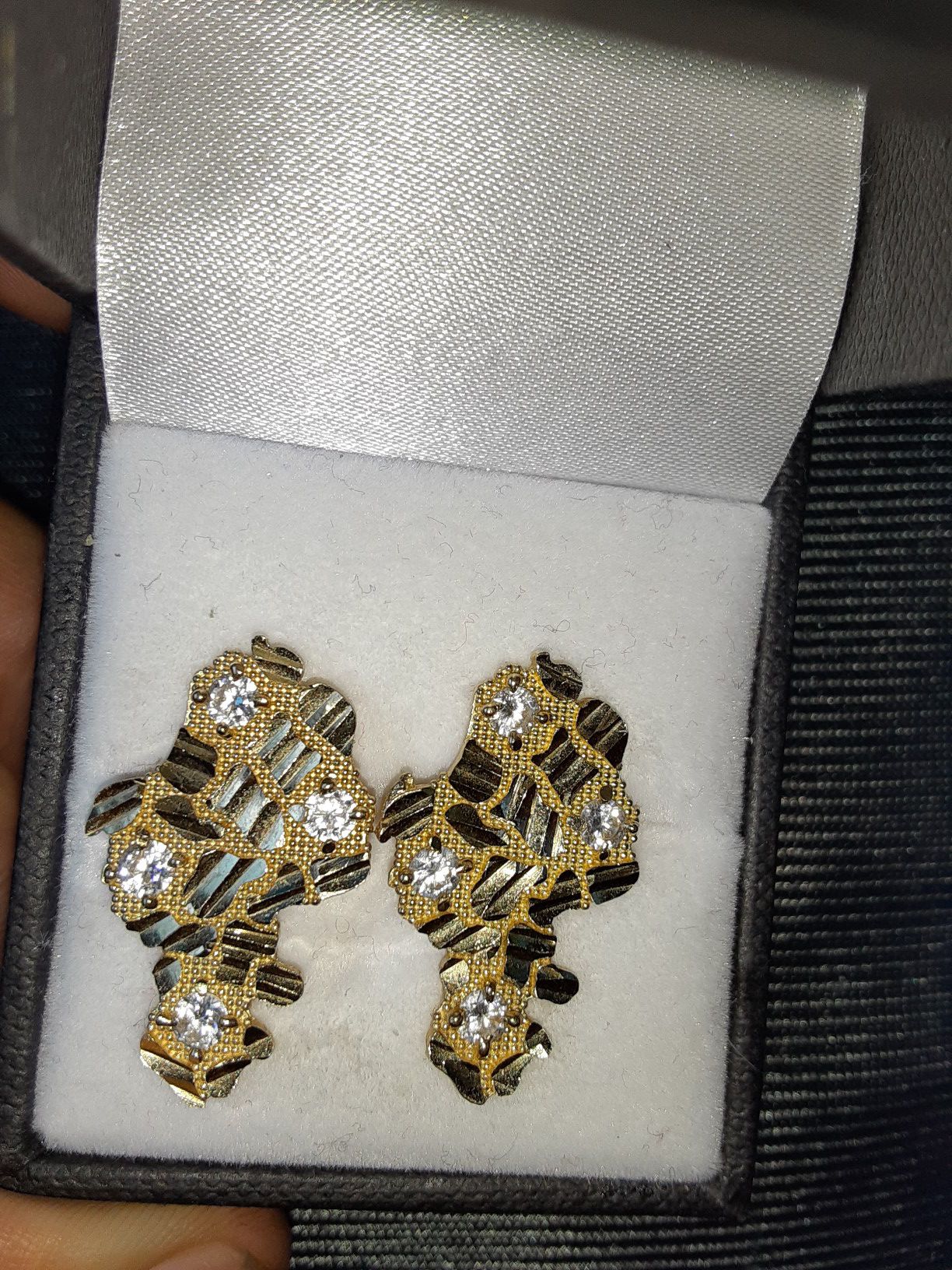 Large 10k Diamond nugget earrings