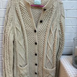 Irish Knit Handmade Women’s Cardigan Size Med