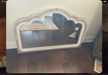 NEW- Large Decorative Wall Mirror trimmed in Painted Wood