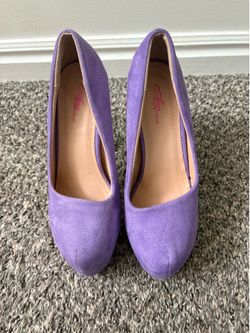 Ambi Clubwear Purple Faux Suede Platform Pumps - Women's Size 6 High Heels