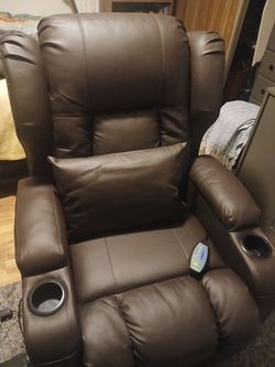Faux Leather Heated Recliner Massage Theater Chair
