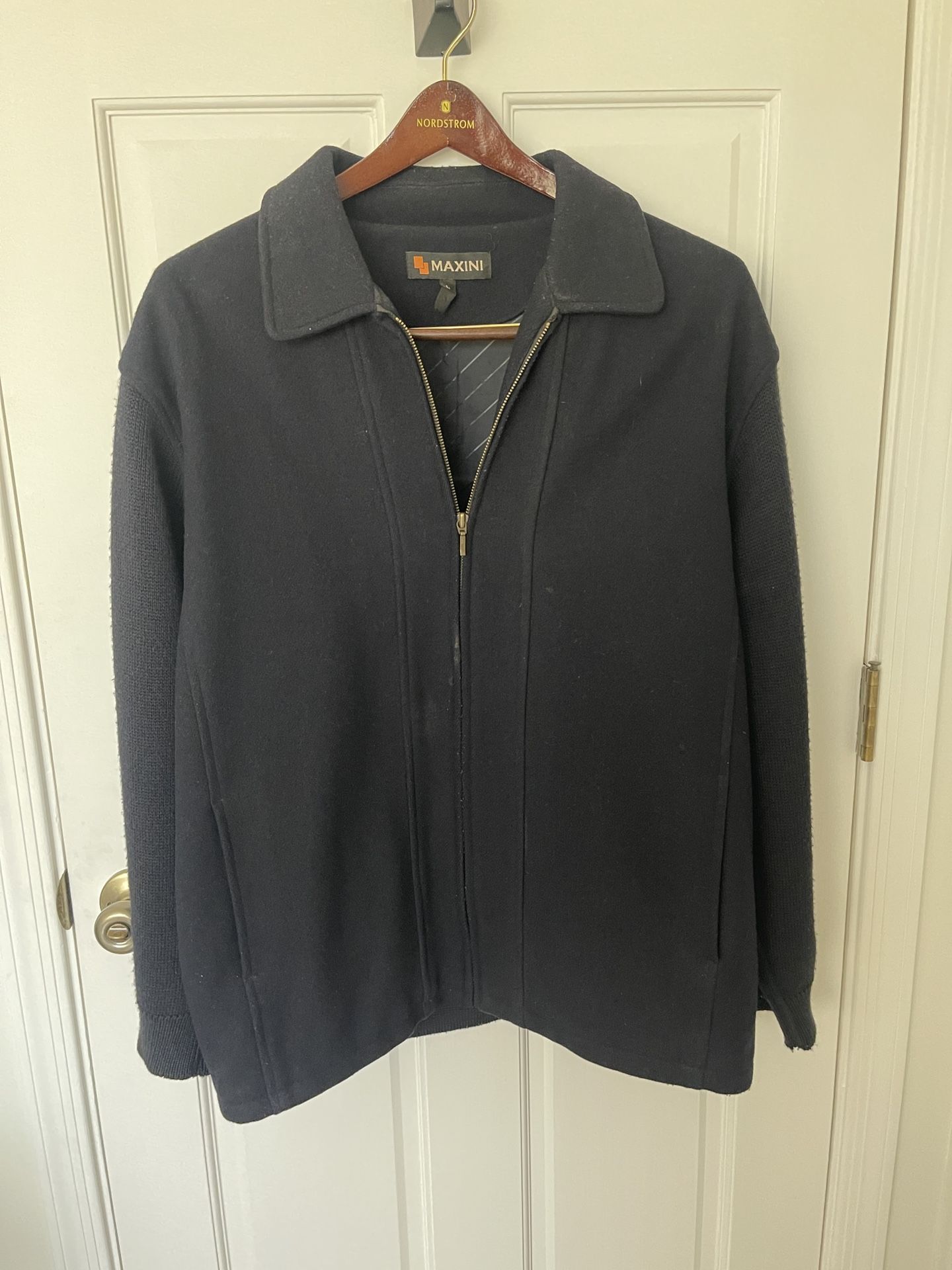 Dark Blue Men’s Wool Jacket, Size Large