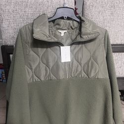 Mid-zip Fleece Pullover Sweater 