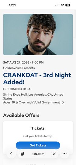 Crankdat Tickets 8/29 LA Show