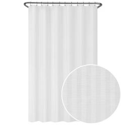 70 in. W x 72 in. L Ultimate Striped Waterproof Fabric Shower Curtain or Liner, White