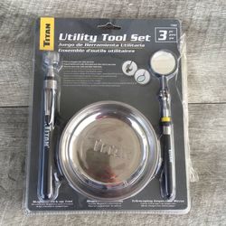 Titan 3 Piece Utility Tool Set Telescopic Extension Mirror Magnet Dish