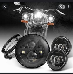 Headlight and passing lights led for motorcycle