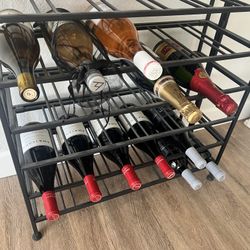 Excellent Condition: Black Metal 54 Bottle Wine Rack 