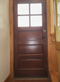 Antique 4-Lite 3-Panel Solid Wood Exterior Door, 34 x 80, White Exterior