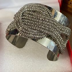 Pulsera Caña Stainless Adornos Nudo En Cadena Joyería Antigua 