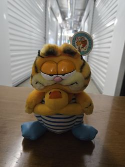 Vintage Garfield Swimmer Plush Soft Toy Dakin 80s