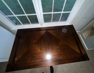 Dark Wood Dining Table with Inlay Top