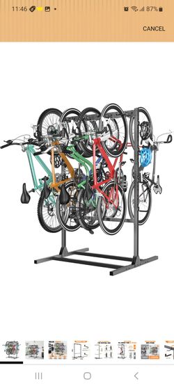TORACK Freestanding Bike Storage Stand, 6/7 Bikes Vertical Bike Storage
for Garage, Heavy Duty, Floor Bicycle Stand