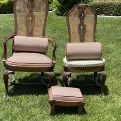 Antique Chair Set With Leg Rest 