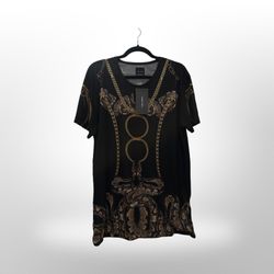 Zara Men’s XL Snake Print Graphic Tee NWT Black Gold Streetwear