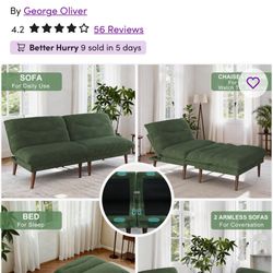 Multifunctional Corduroy Fabric Reclining Convertible Futon Sofa Bed