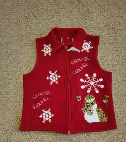 WOMENS VINTAGE UGLY CHRISTMAS SWEATER RED AND WHITE SIZE L