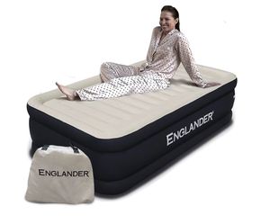 Single size air mattress with built-in pump, luxury high inflatable double bed/