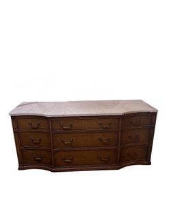 Vintage Marble Brown Dresser Chest Of Drawers