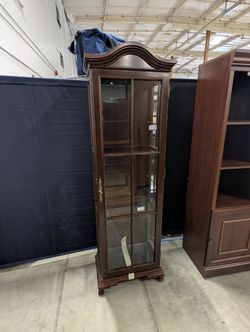 Classic Dark Wood Glass Display Cabinet