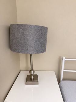 Silver Table Lamp with Gray Shade