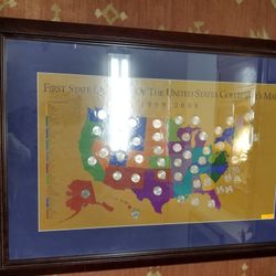 Large Framed Quarters of The States 25" X 36"