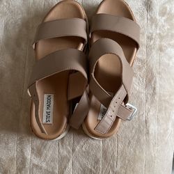 Steve Madden Leather Cork Wedge Platform W/ Strap