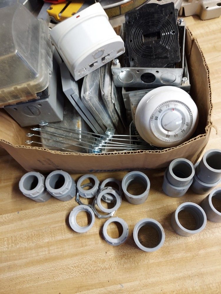 Box Of Assorted Electrical Supplies