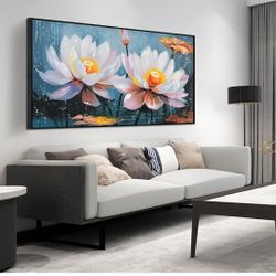 Lotus Flower Wall Art Canvas Size 59x29