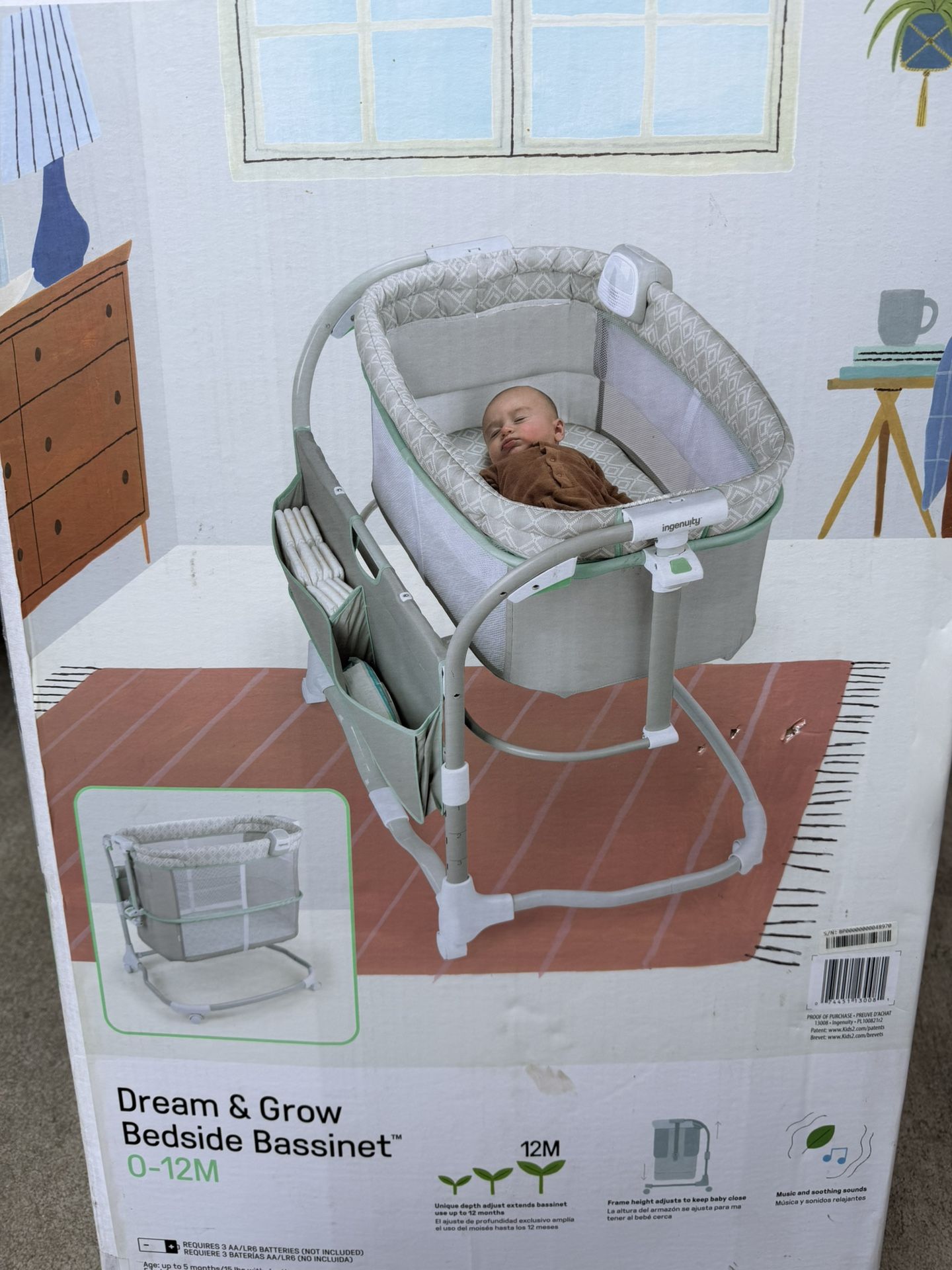 Baby Ingenuity Bedside Bassinet  0-12 Months