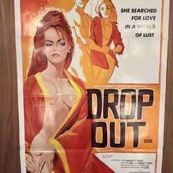 “Original 1971 DROP OUT Movie Poster 27x41 Exploitation Grindhouse Rare Sexy Art