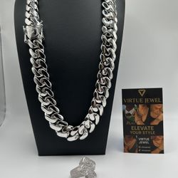 20mm Miami Cuban Link Silver Gold Plated Chain Necklace 18k & 14k Diamond Lock
