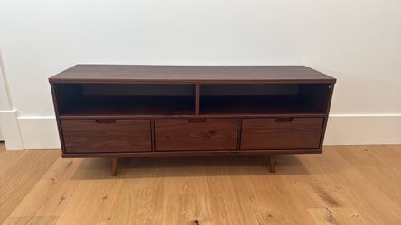 3 Drawer Solid Wood Low TV Stand for TVs up to 80 Inches 70 Inch Caramel