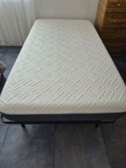 Twin Mattress with Metal Bed Frame