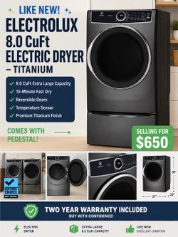 SECADORA ELÉCTRICA ELECTROLUX 8.0 PIES CÚBICOS – TITANIUM COMO NUEVA
