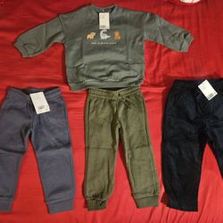 H&M Boy's 2T LOT- 4 PANTS 1 SWEATSHIRT NEW w/Tags